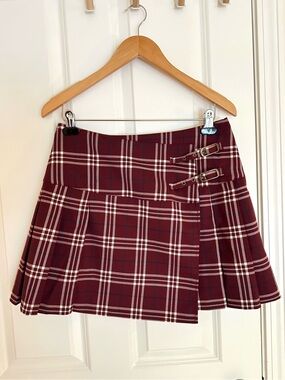 Hill House Home "Inola" Skirt in Berry Plaid, M